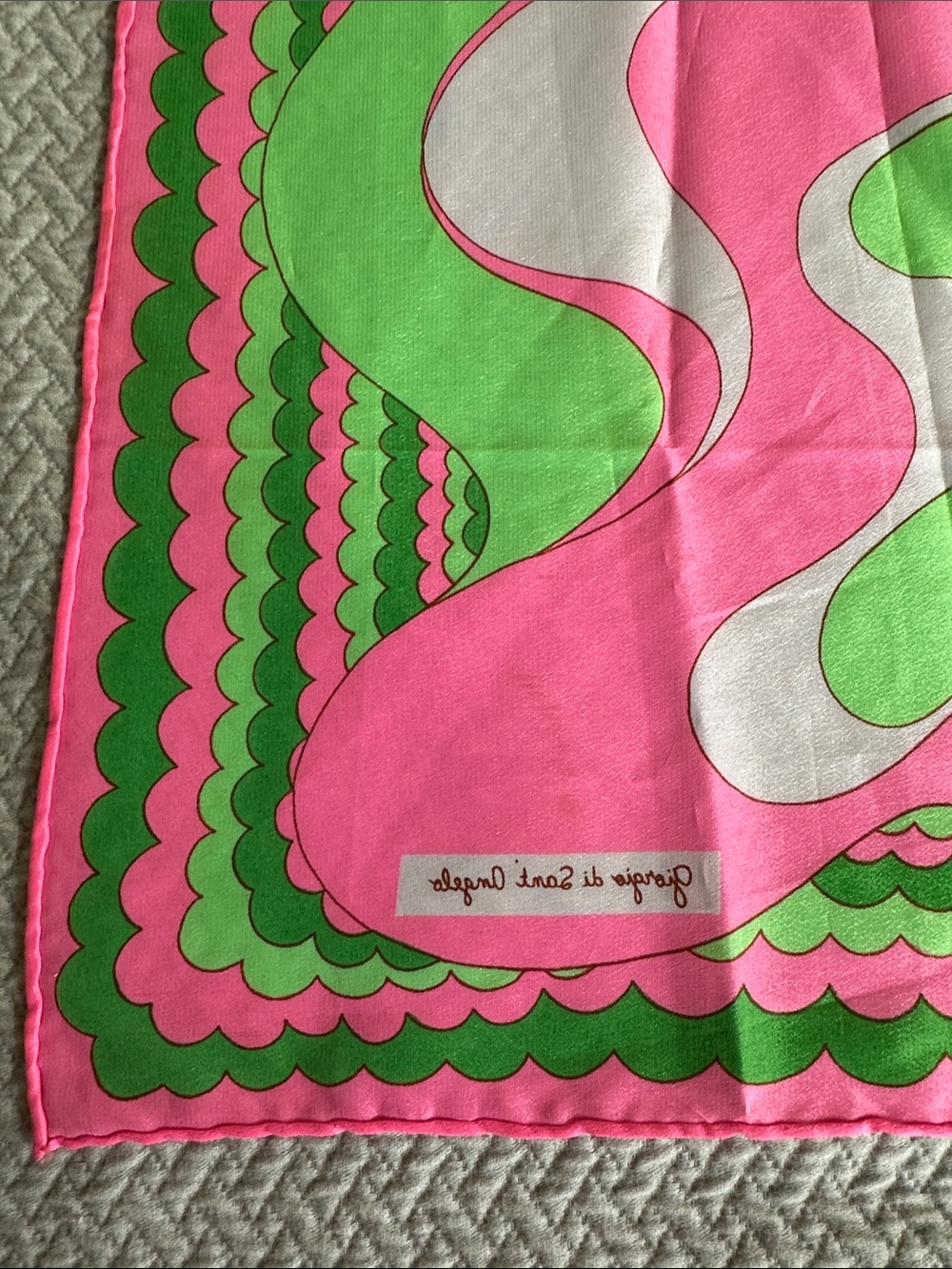 Green and Pink Women's Fashion Scarf - Vibrant Swirl Print - Picture 16 of 16